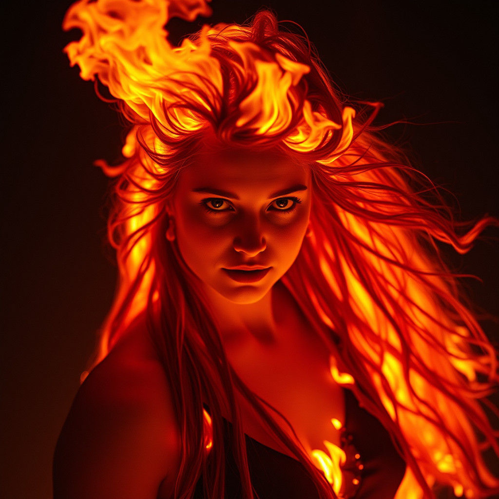 Fire Spirit Dances in Forest Clearing