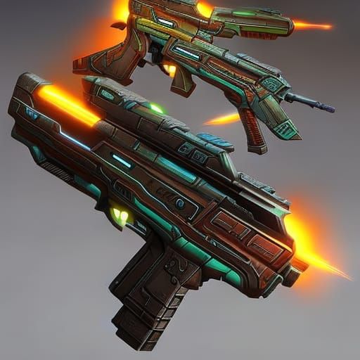 Hyperrealistic Alien Game Gun Concept Art