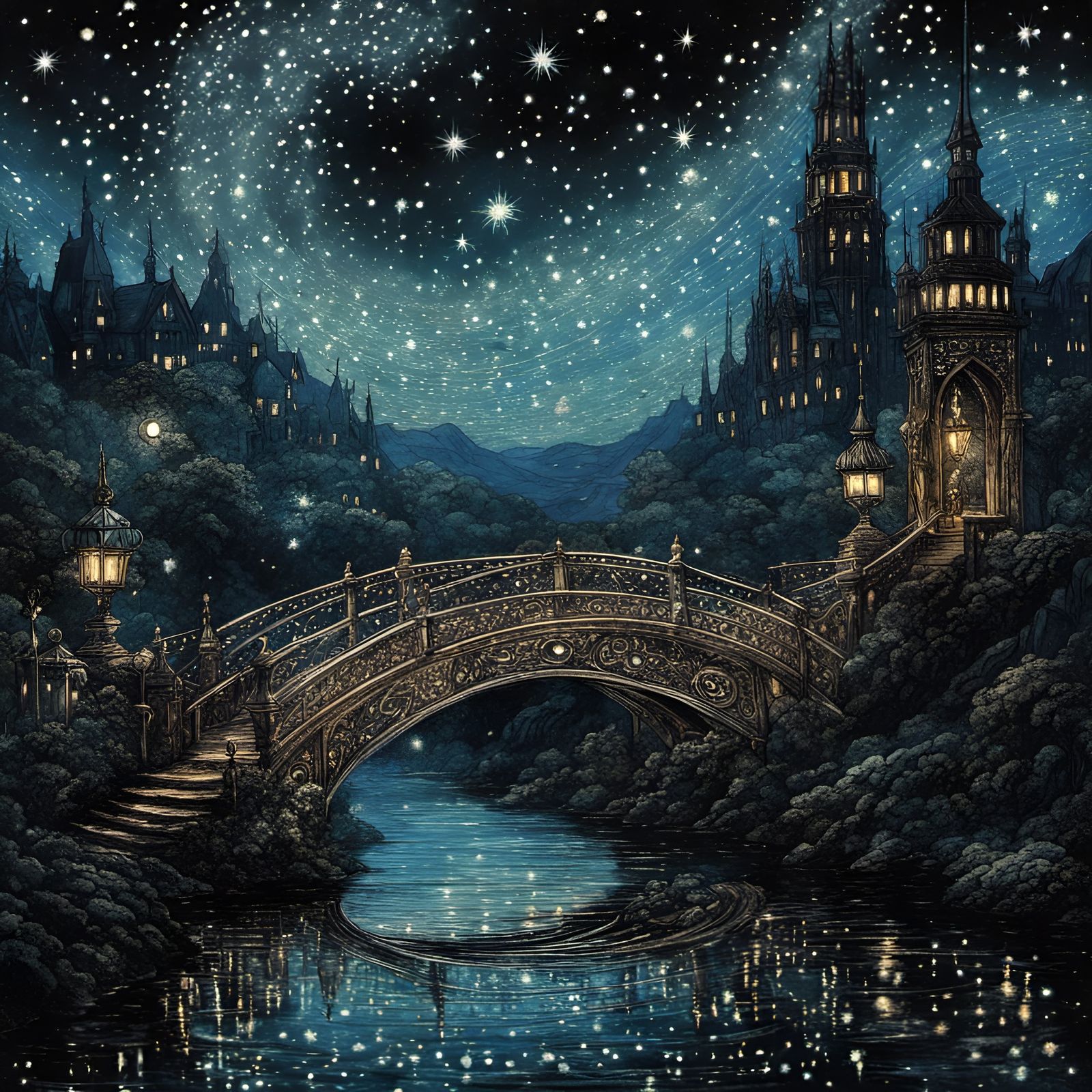 Intricate ornate fantasy bridge