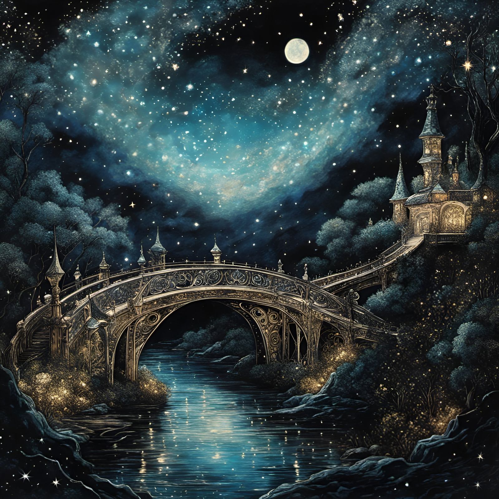 Intricate ornate fantasy bridge