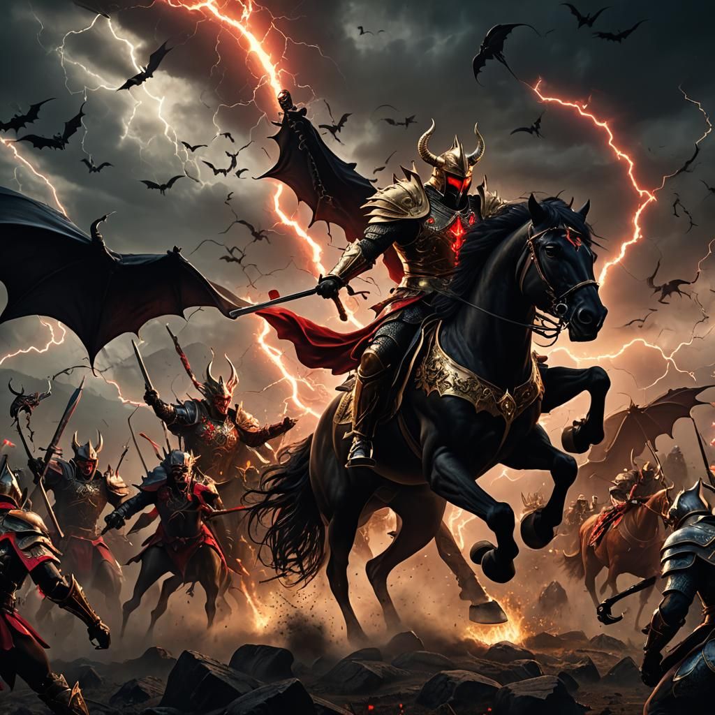 Demonic Knight Battle: 80s Dark Fantasy Art