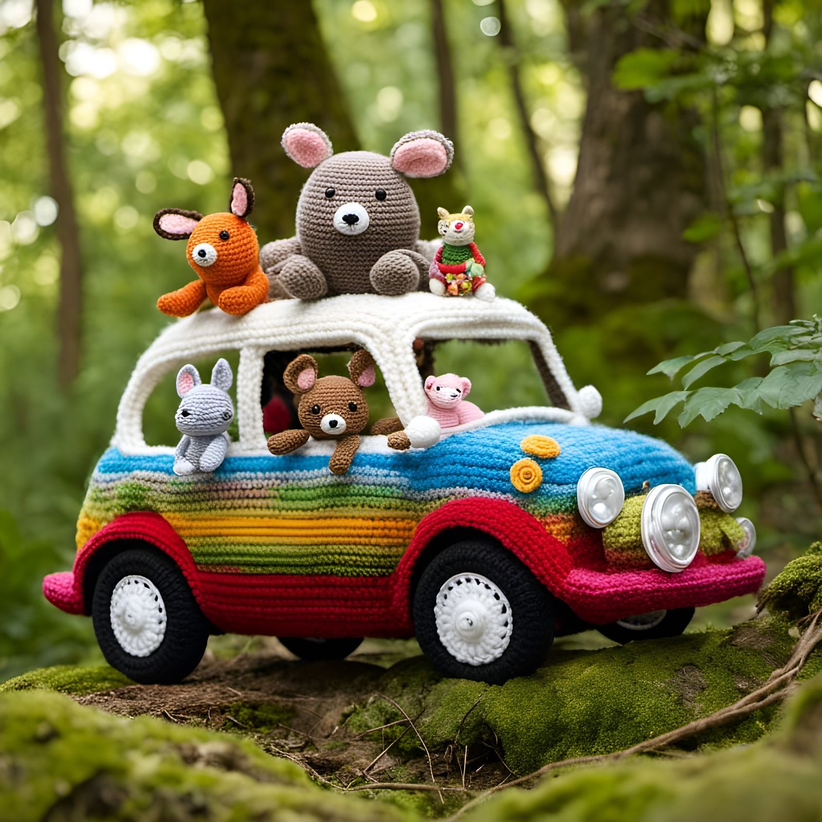 Amigurumi Car Adventure with Woodland Animals