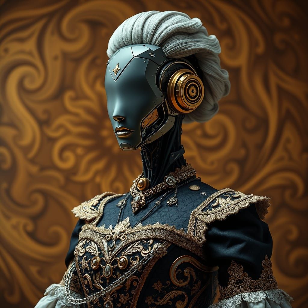 Cyberpunk Aristocrat Robot in Baroque Attire