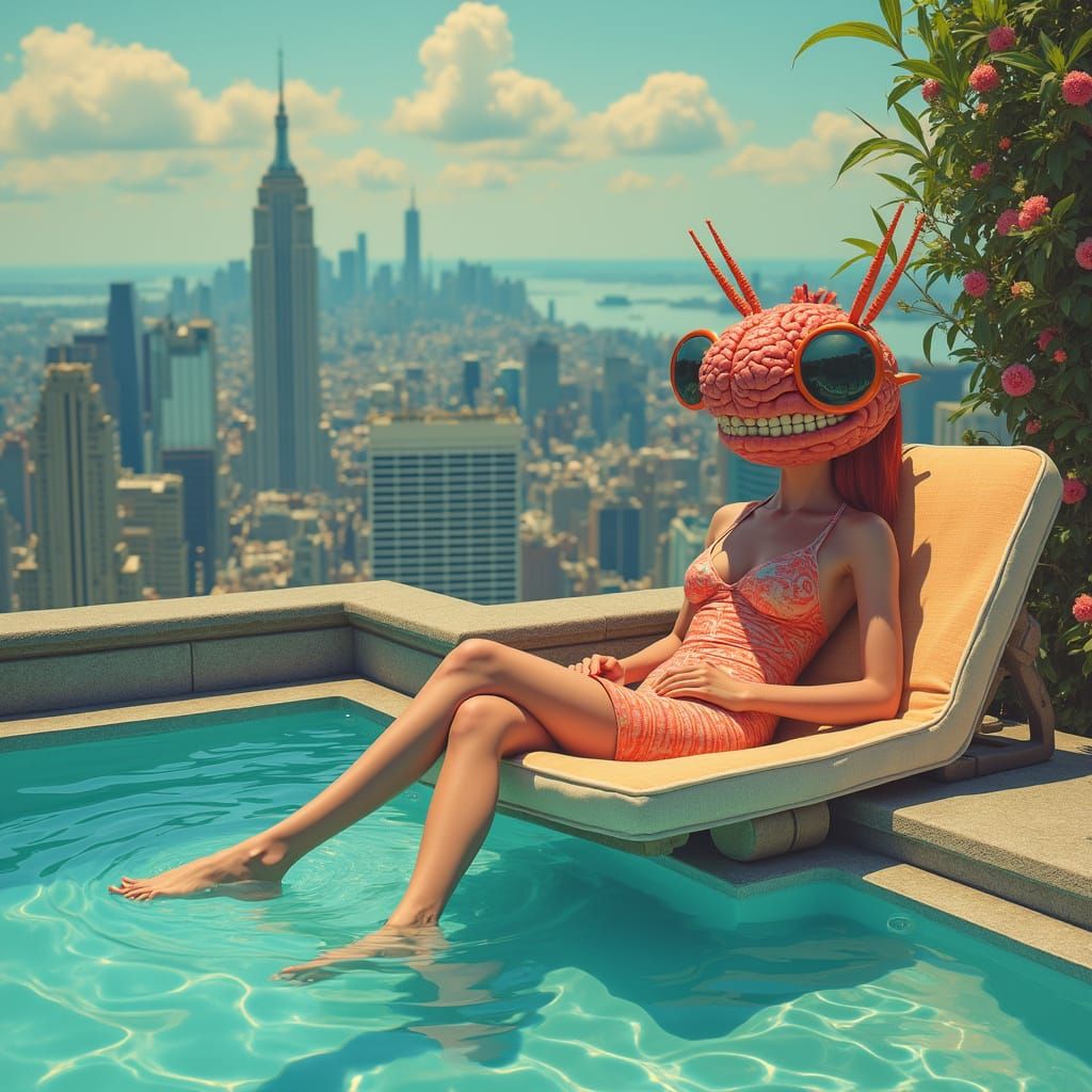 Brainrot on New York Skyscraper as Digital Art