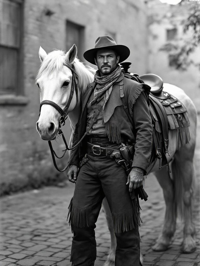 Frontiersman Stands Proud with Steadfast Companion