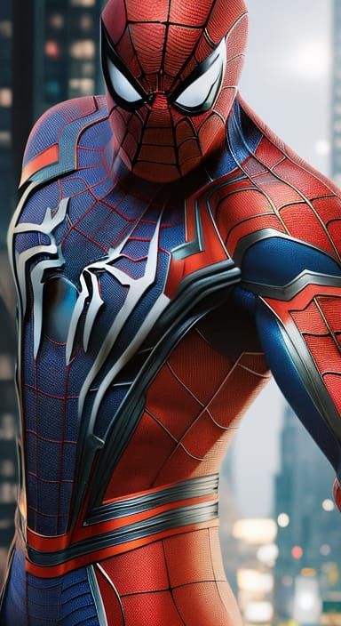 Spider-Man Movie Poster on City Street in 8K