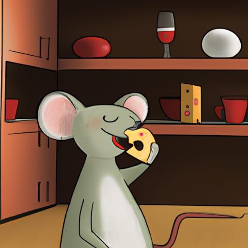Cartoon Mouse Delights in Swiss Cheese