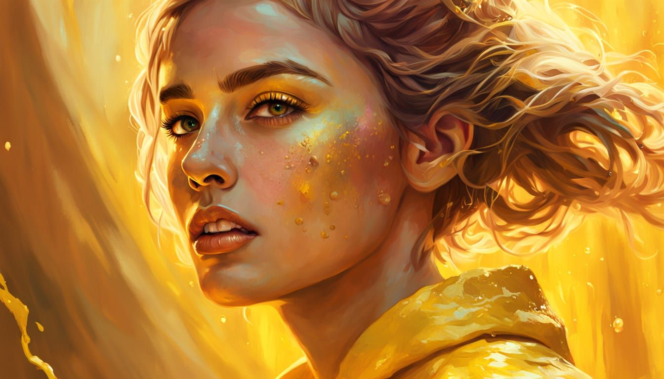 Surreal Yellow Fantasy Portrait in Oil Painting Style