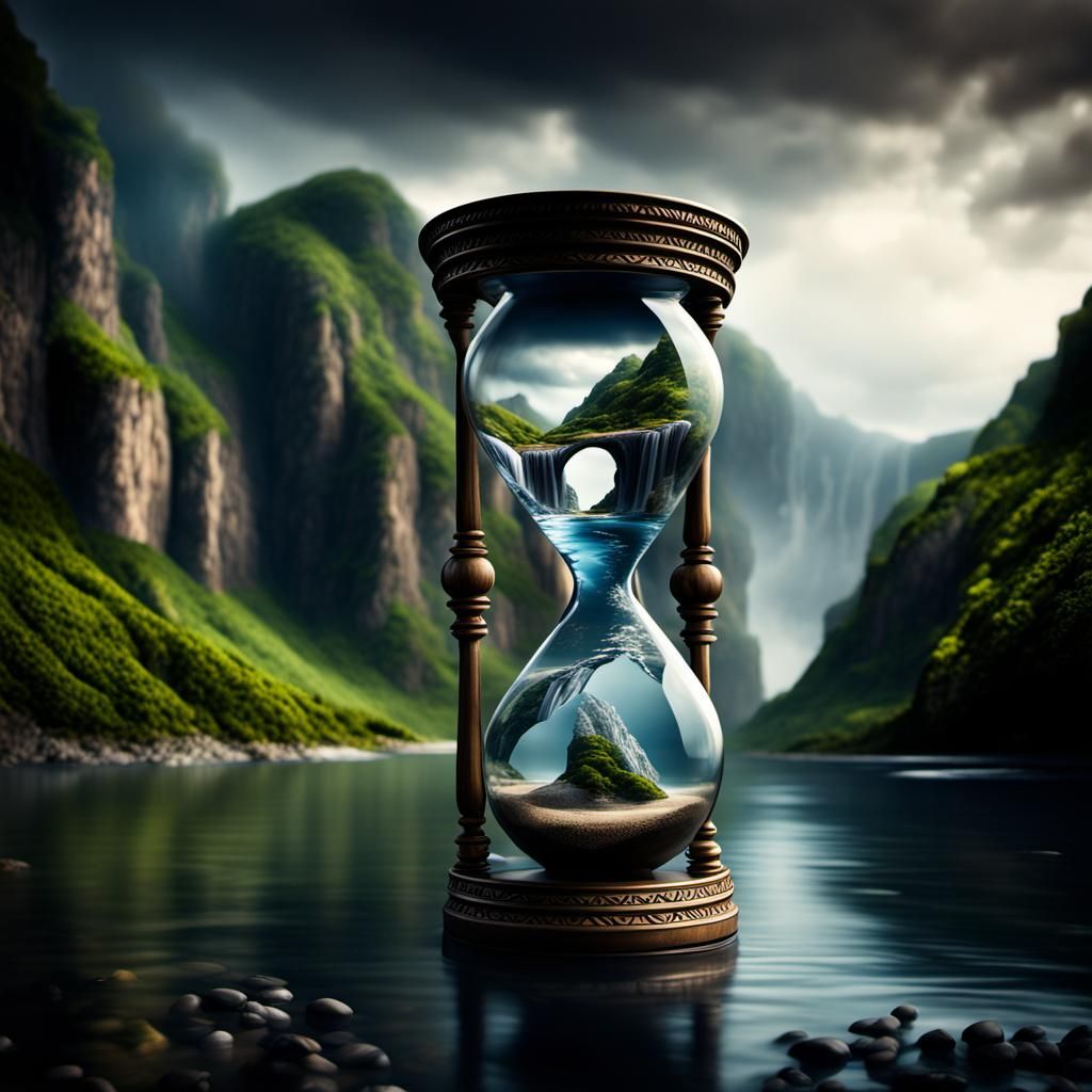 Hourglass Waterfall: A Hyperrealistic Fantasy Landscape