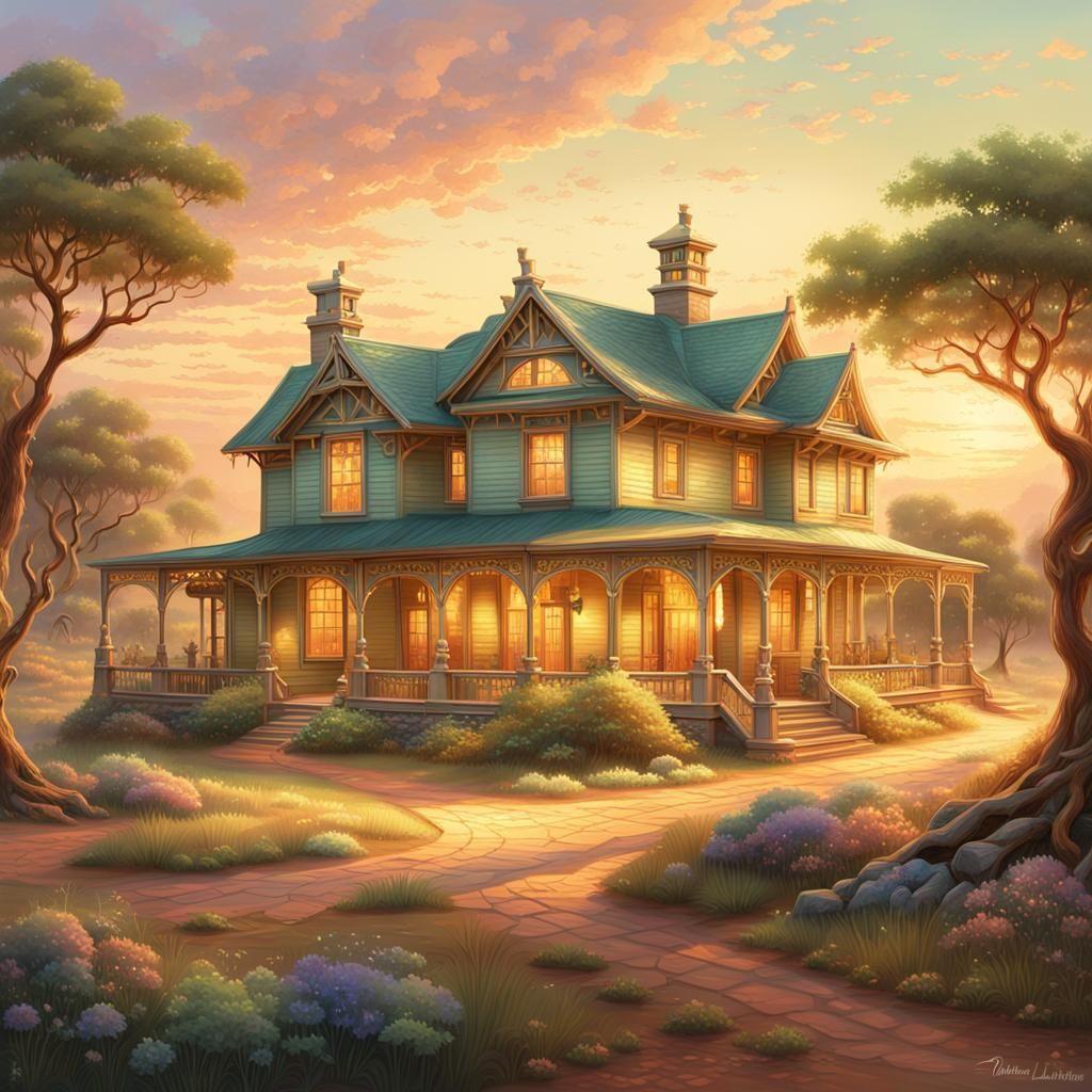 Ethereal Outback Mansion in Golden Hour