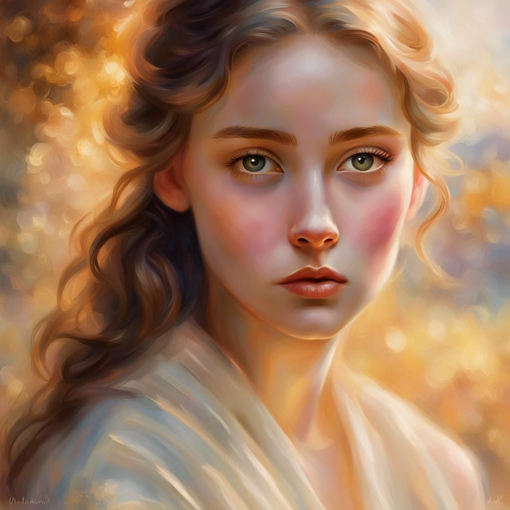 Dreamy Portrait of a Young Woman in Golden Light
