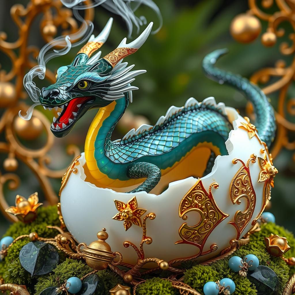 Glass Dragon Emerges: Biomechanical Fantasy Art