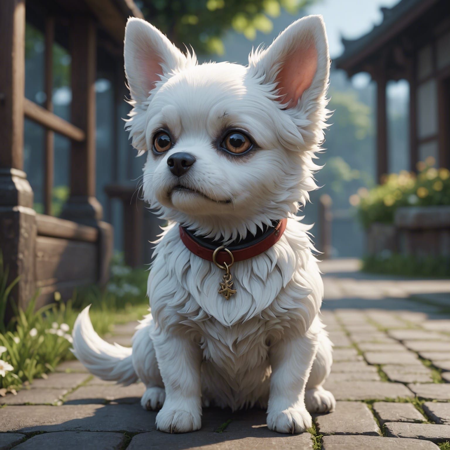 Anime Style 3D Render of a Little Dog