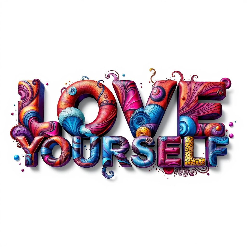 Vibrant 3D Letters with Abstract Fractal Patterns