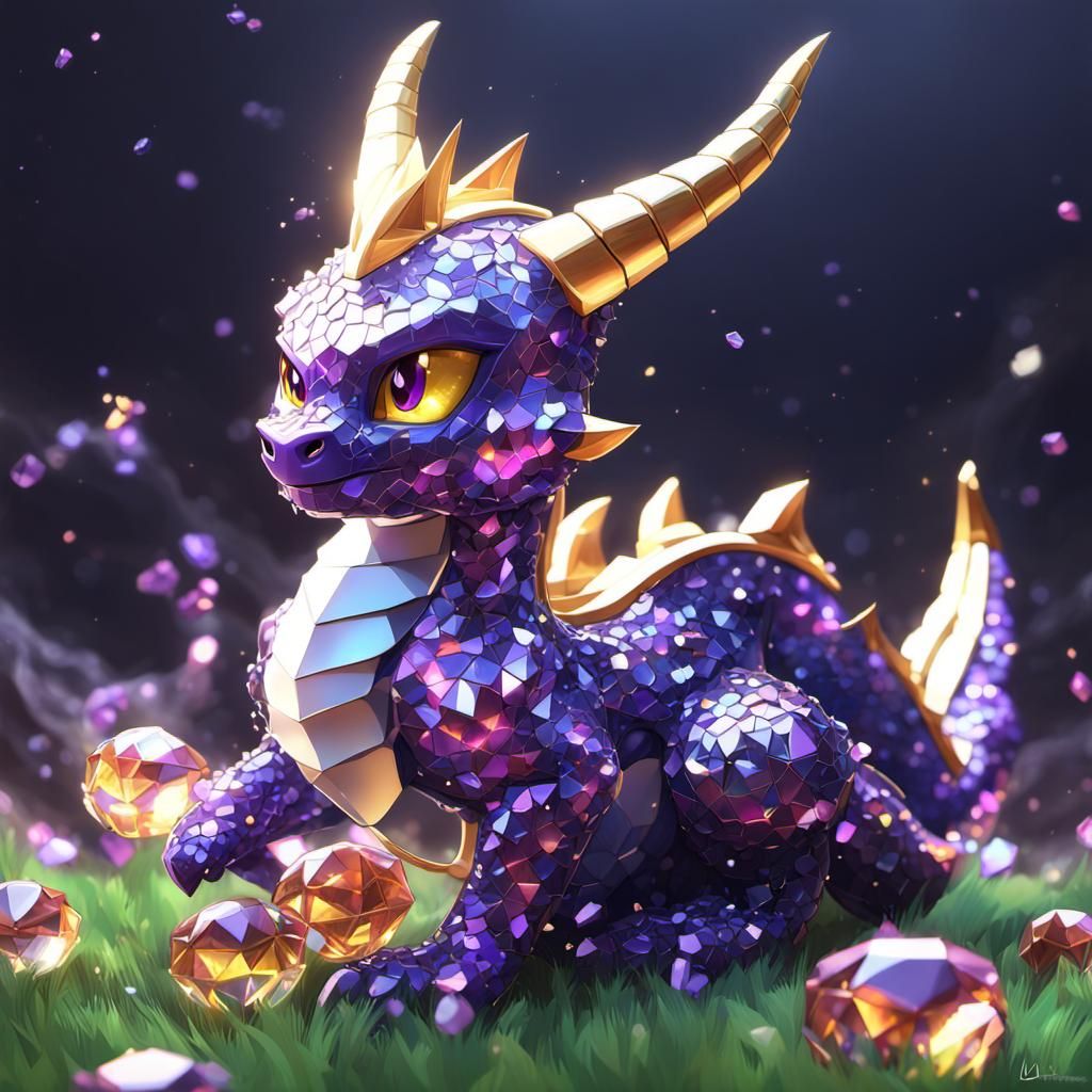 Gemstone Spyro: 3D Anime Art