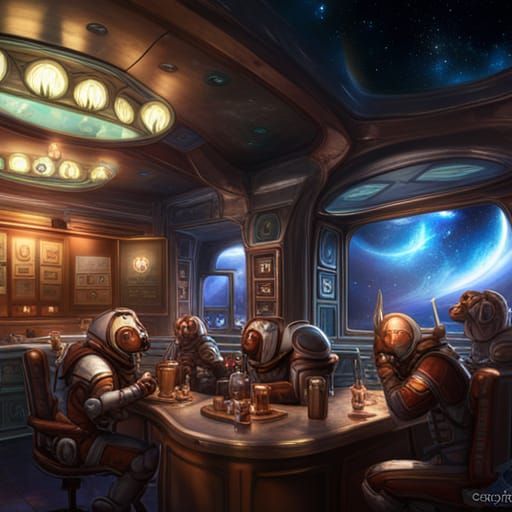 Galactic Cafe with Anthro Animal Space Marines