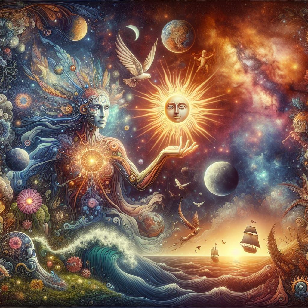 Ethereal Goddess of the Cosmos in a Whimsical Universe