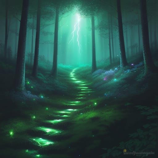 Magical Lightning Bug in Enchanted Forest