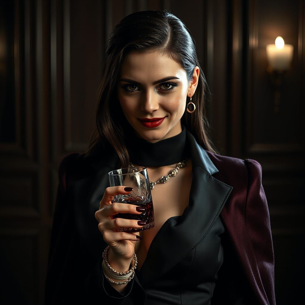 Haute Couture Vampire With Crystal Glass