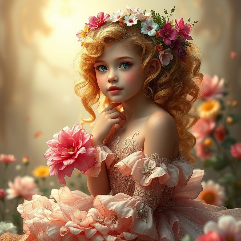 Enchanting Flower Girl Portrait in Fantasy Style