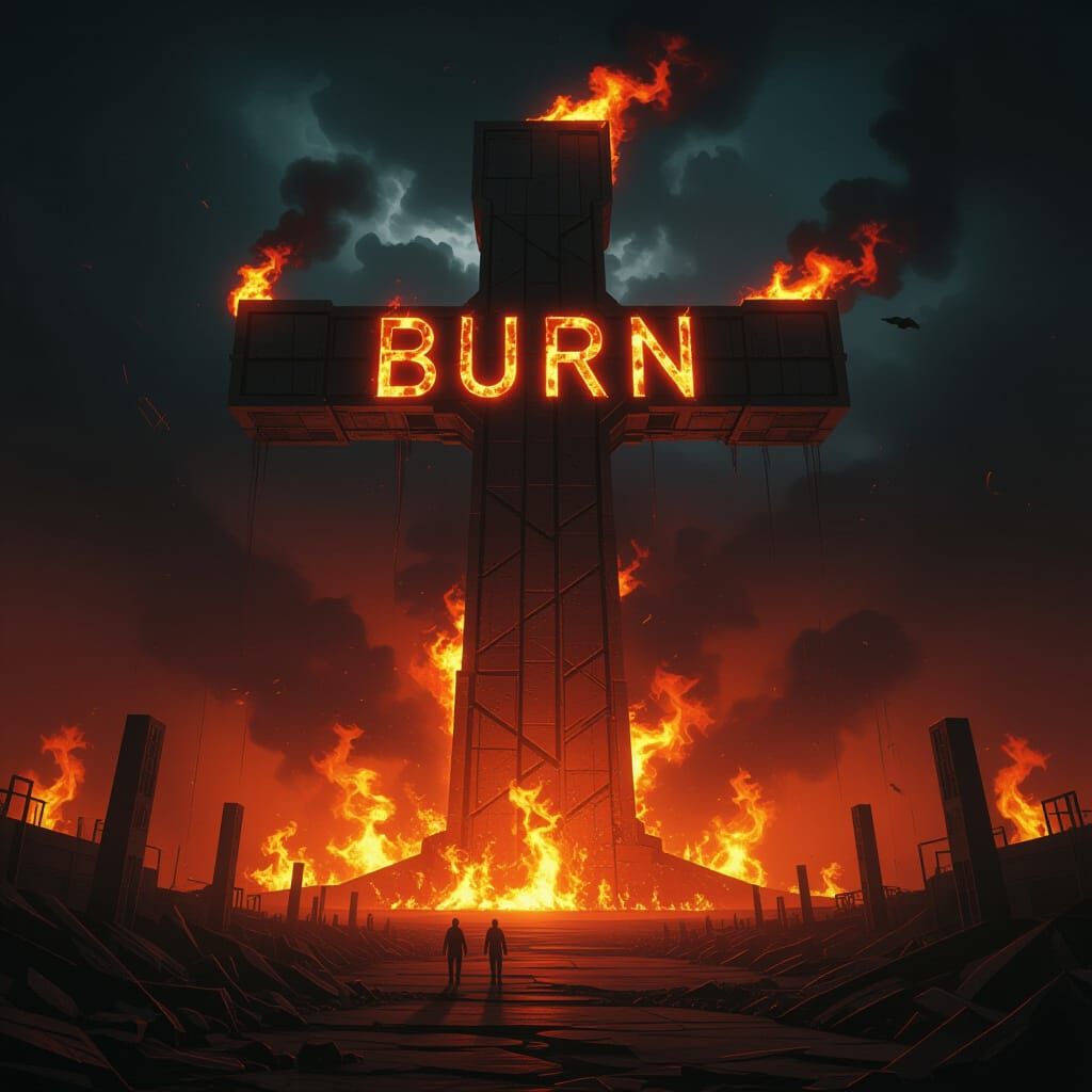 Apocalyptic Inverted Cross in Biomechanical Style