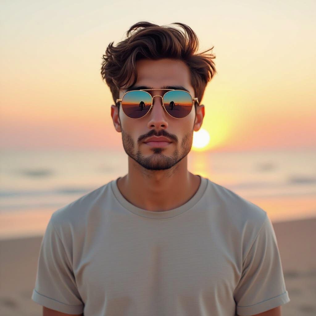 Young Man at Cox's Bazar Beach Sunset