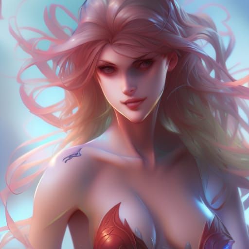 Detailed Portrait of Attractive Women in Art Nouveau Style