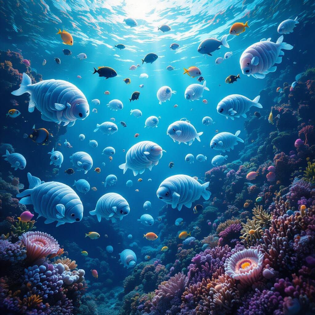 Microscopic Tardigrades Swarm Deep Ocean Coral Reef