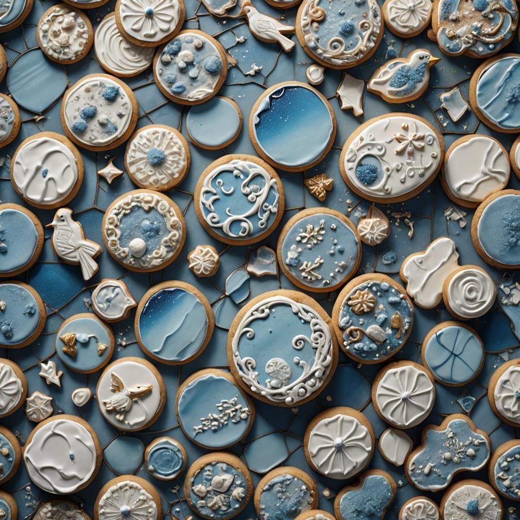 Ornate Cookies in Stained Glass, Baroque Style