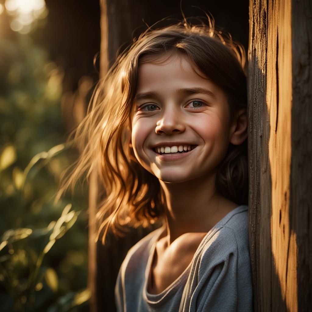 Radiant Girl Portrait in Natural Light, 8k Resolution