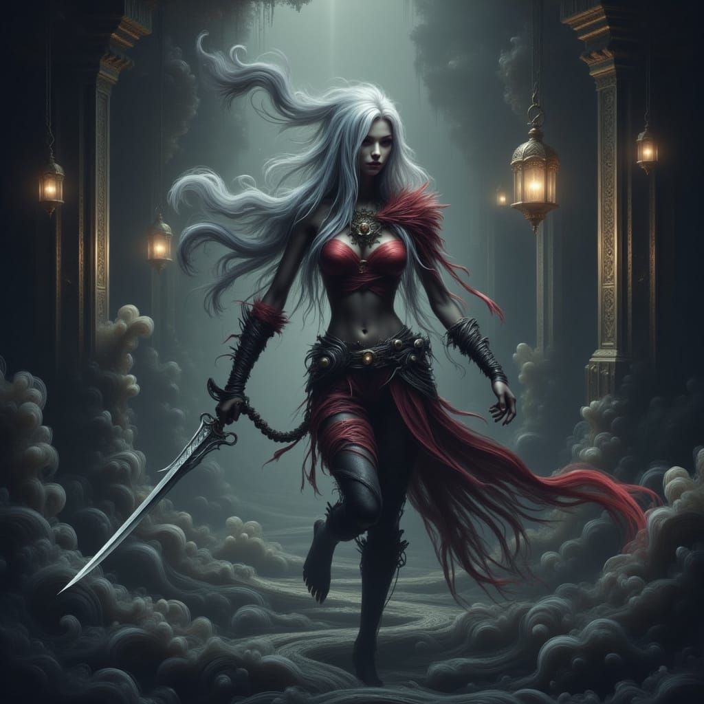 Drow Elf in Forgotten Underground City