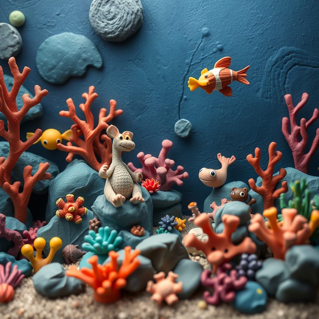 Stunning Clay Aquarium Scene in Unreal Engine 5 Style