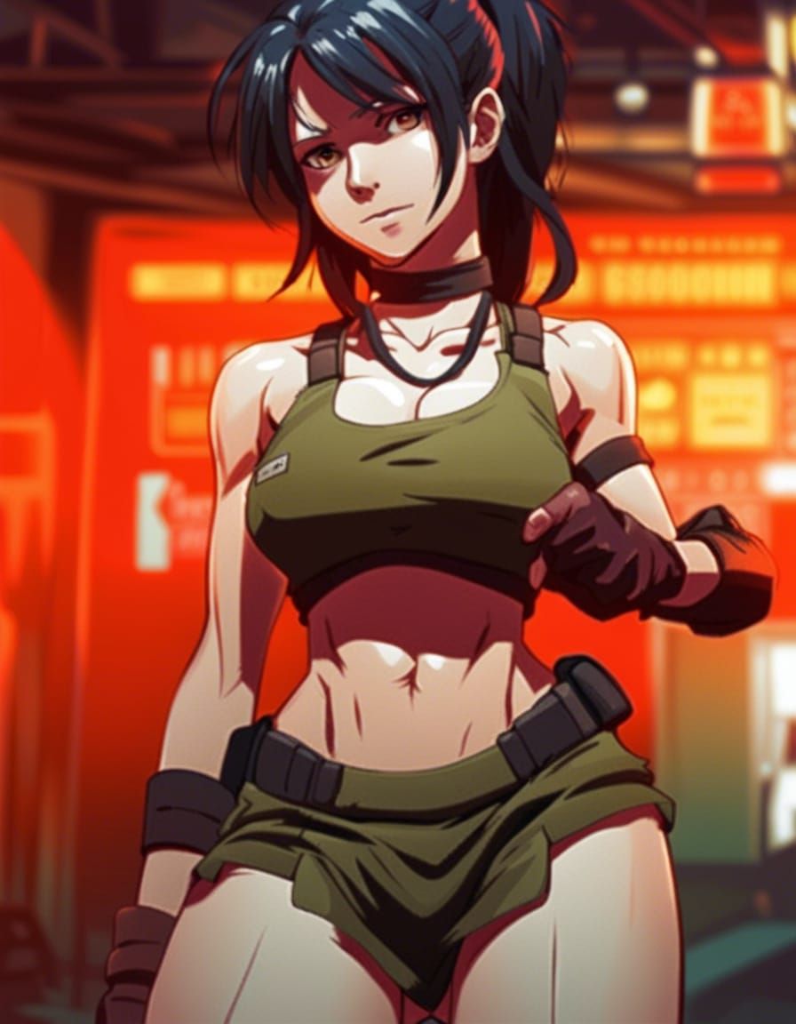 Anime Muscle Woman in SNK Style: Detailed 3D Artwork