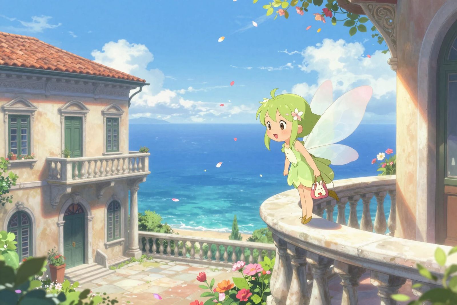 Anime Fairy on Italian Villa Balcony