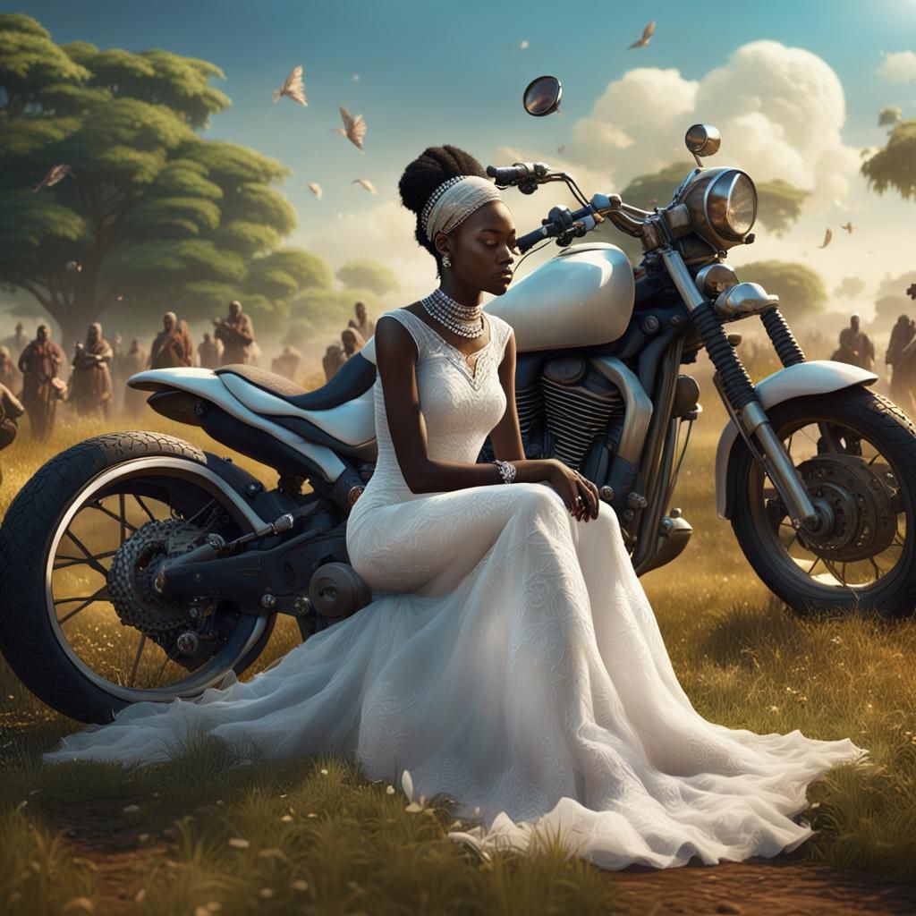 Weeping Bride on Roadside in Matte Painting Style