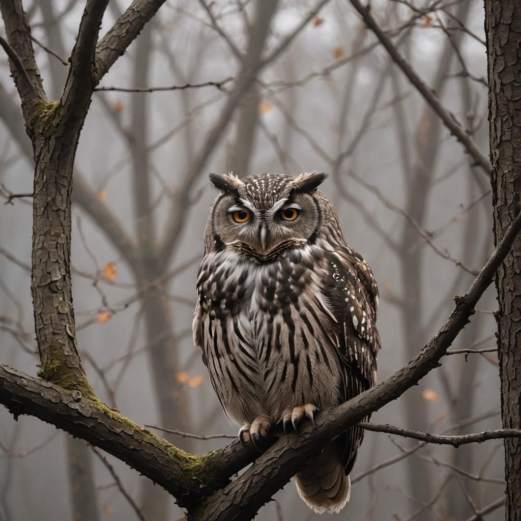 Sleepy Owl in Early Morning Light