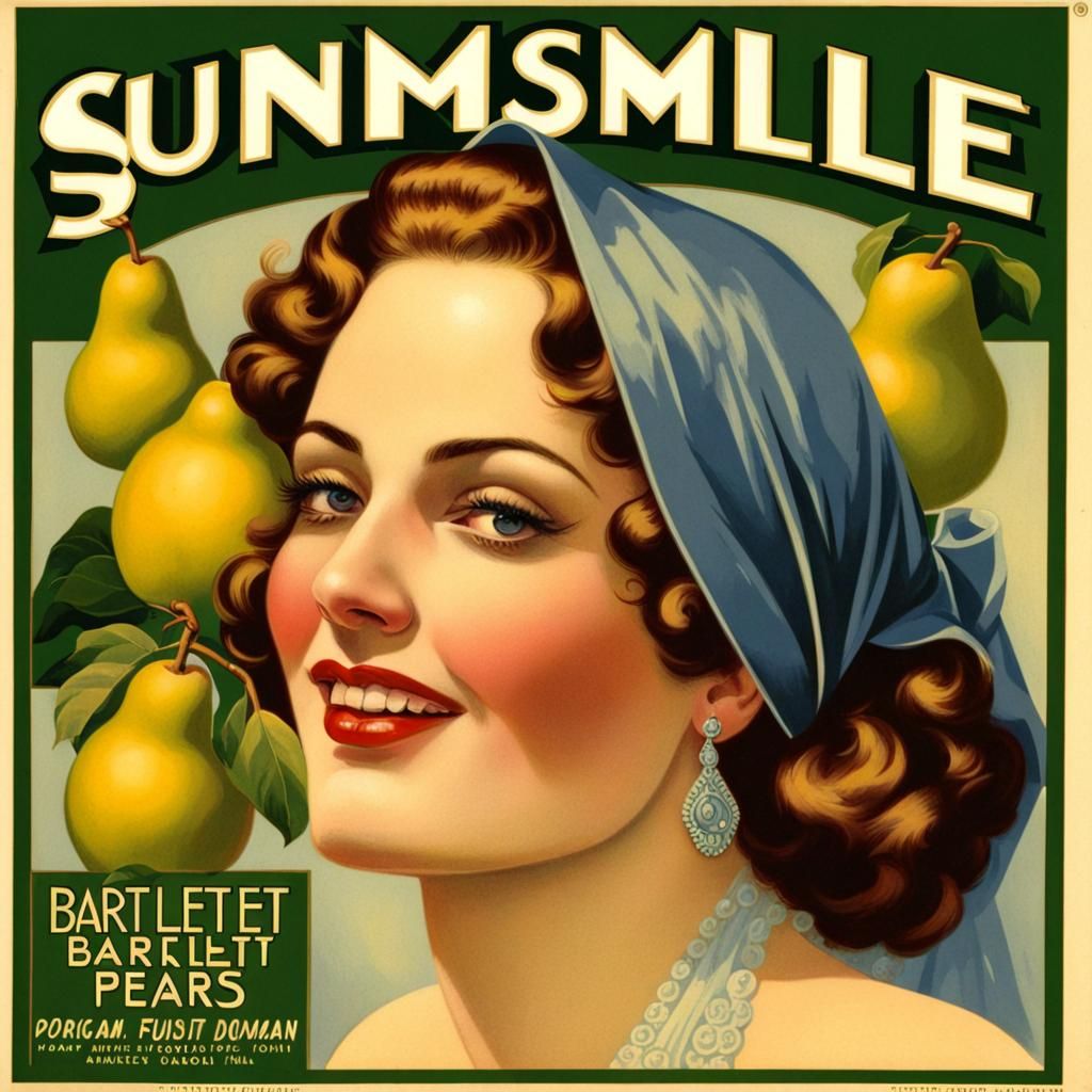 Art Deco Woman on Vintage Fruit Crate Label