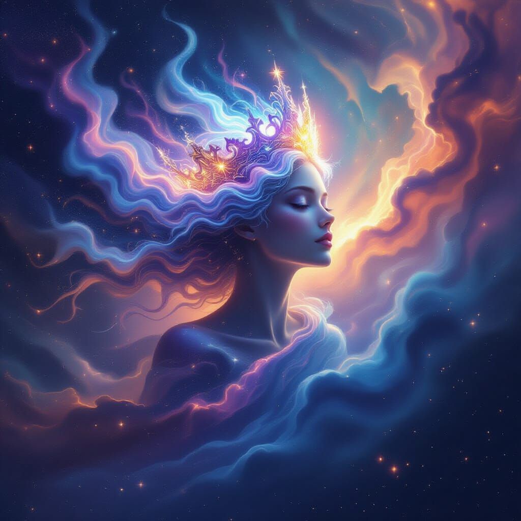 Celestial Being of Stardust and Light in Cosmic Wonder