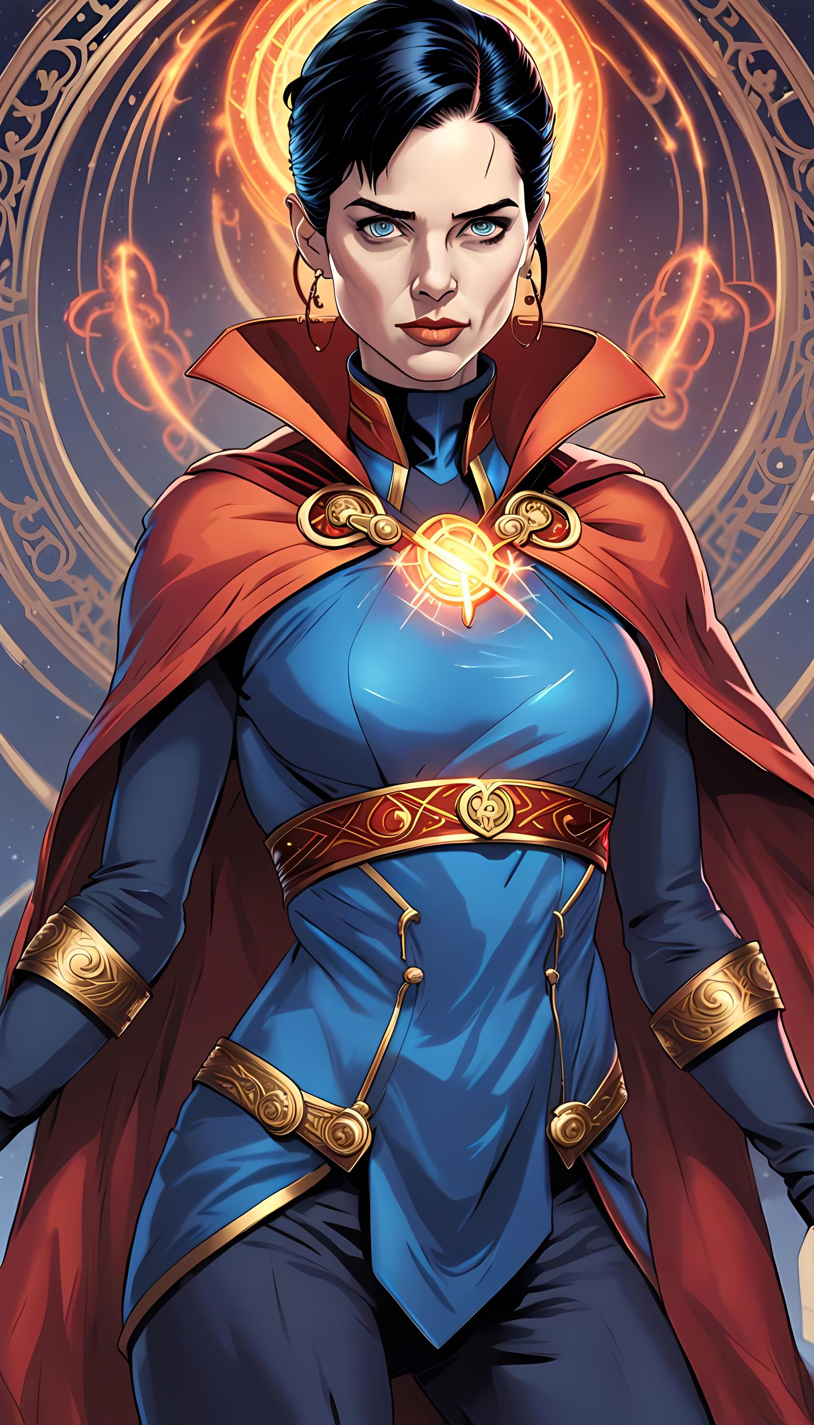Female Doctor Strange Comic Art in Style of Mucha