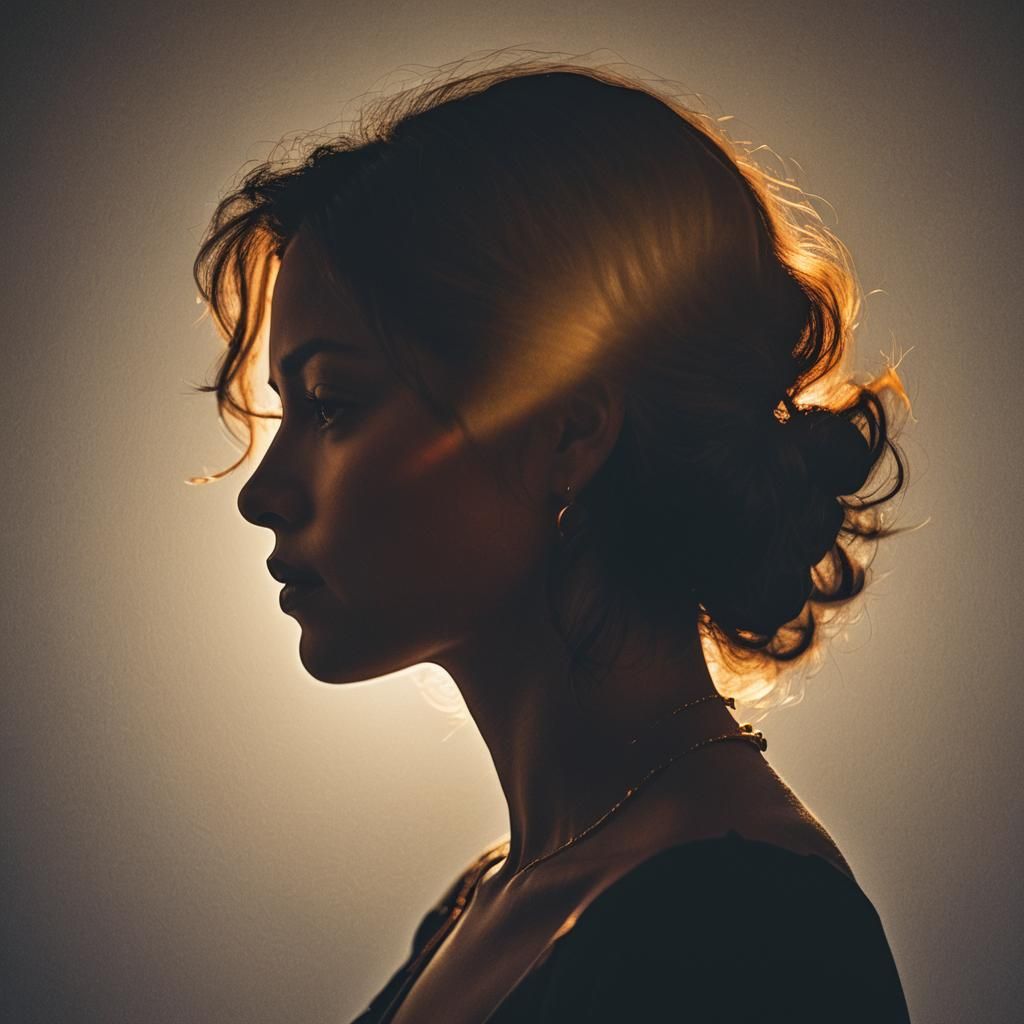 High Contrast Silhouette Portrait in Vibrant Colors