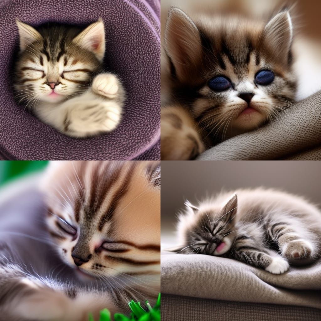 Sleeping Kitten Curled in a Ball