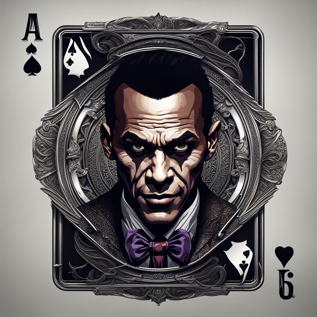 Sinister Joker Playing Card in Black