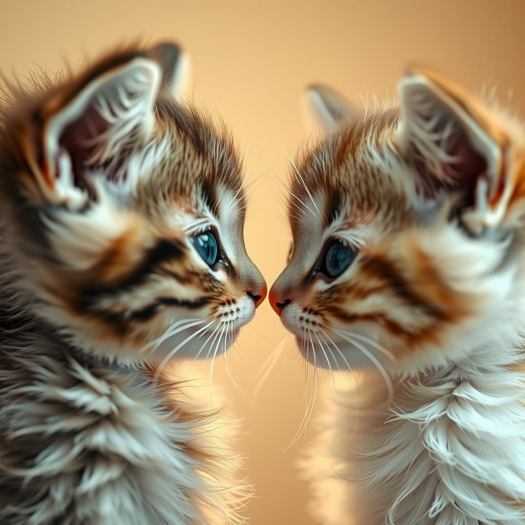 Hyper-Realistic Kittens Face Off in Extreme Close-Up
