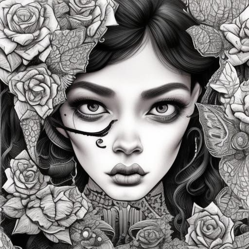 Detailed Illustration of a Serious Girl in Digital Art Style