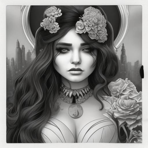 Detailed Illustration of a Serious Girl, Digital Art