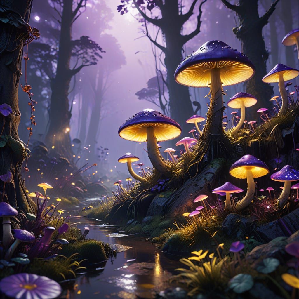 Mystical Mushroom Grove in Dark Fantasy Style