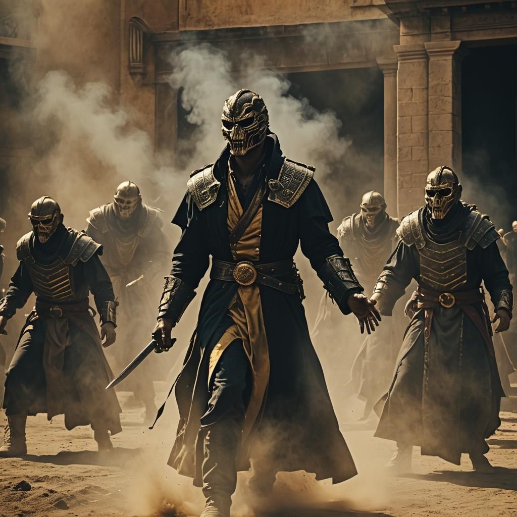 Ruthless King Dominating Slaves: Cinematic Film Still