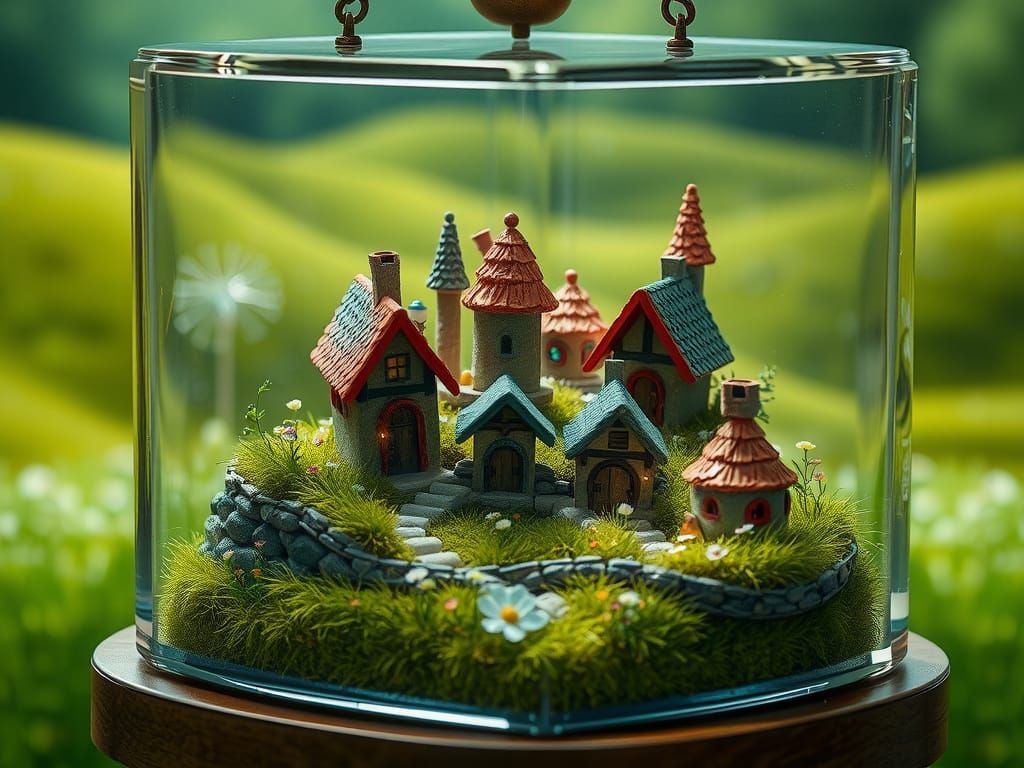 Miniature Goblin Village in Glass Showcase