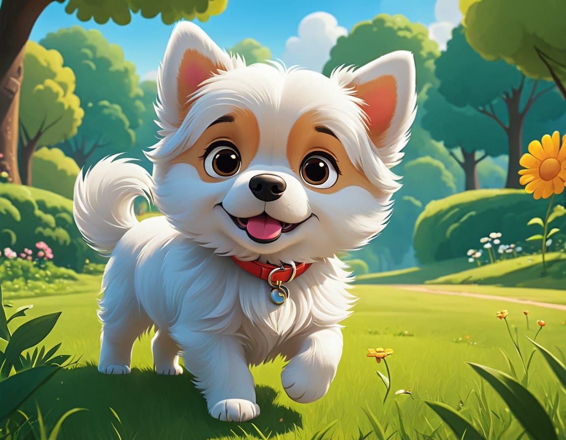 Cute Dog in Saturday Morning Cartoon Style