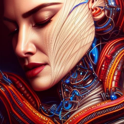 Cybernetic Atlantean Cyborg in Cyberpunk Egyptian Armor